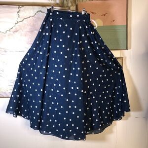 Tigerlily Womens Hanini Polka Dot Belted Full Flare Maxi Skirt Navy White Size 8